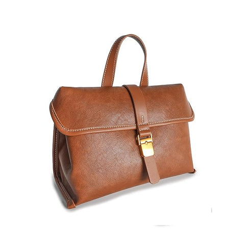 GELANNI – Handle Bag for Women & Girls, Premium PU Backpack Handbag with Bottom Rivet, Comes with Adjustable & Detachable Strap, An Ideal Gift for Female - Brown